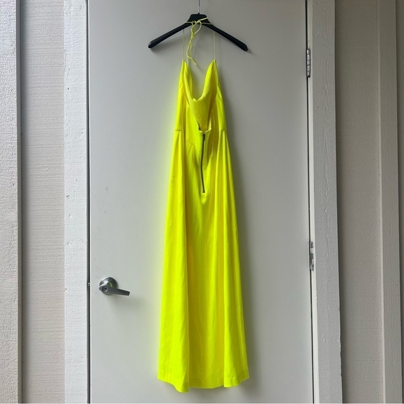 Alice + Olivia Eliza Neon Yellow Slip Dress – Silky Y2K Wedding Guest Party - Picture 5 of 16